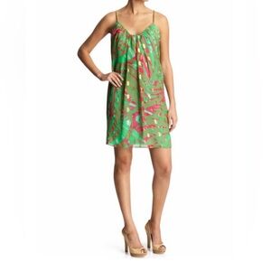 Milly New York 100% Silk Tropical Mini Dress Size 4 Rope Strap Resort
